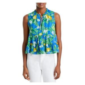 AQUA Womens Blue Short Length Tie Tiered Pullover Sleeveless Split Peplum Top S